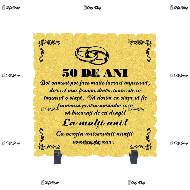 Aniversare 50 ani doi oameni pot face multe, placheta cu mesaj b